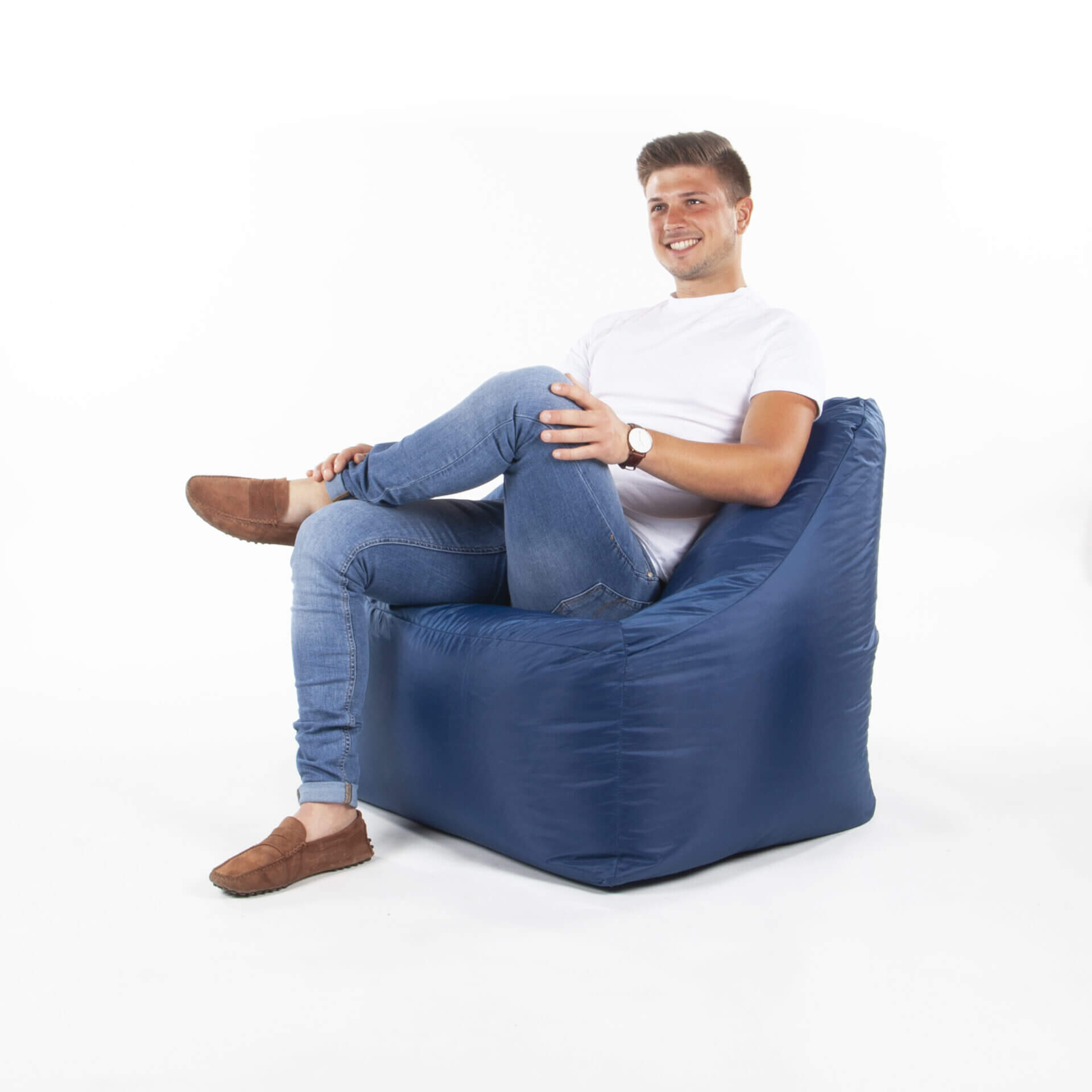 Pouf Sac De Siège Eco - 80x90x50 Cm, 185L, Bleu Marine, Garnissage Billes, Housse Lavable, Design Moderne - 6